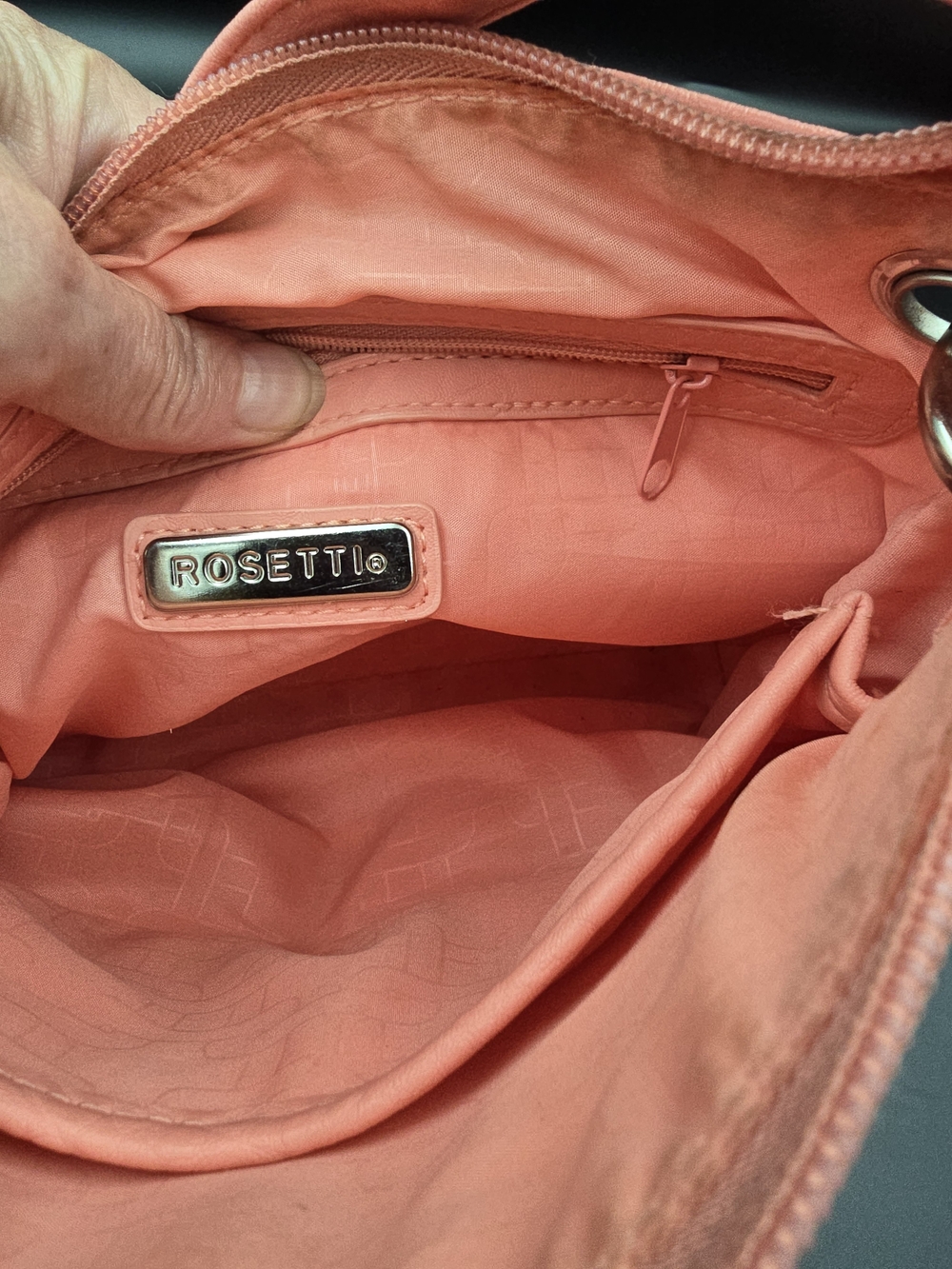 Rosetti Tricolor Pebbled Crossbody - Coral, Blush & Cream - Picture 12 of 14